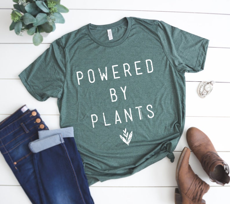 Powered by Plants T-Shirt Vegan Shirt Vegan T-Shirt Vegetarian Shirt Powered by Plants image 2