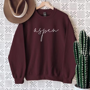 Aspen Sweatshirt, Aspen Cursive Font, Colorado Sweatshirt, Aspen Shirts, Colorado TShirts, Colorado Sweater, Aspen Sweater image 6
