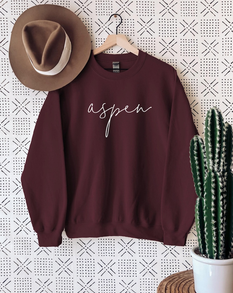 Aspen Sweatshirt, Aspen Cursive Font, Colorado Sweatshirt, Aspen Shirts, Colorado TShirts, Colorado Sweater, Aspen Sweater image 6