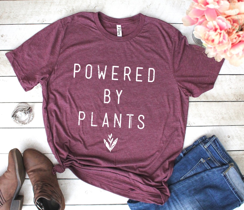 Powered by Plants T-Shirt Vegan Shirt Vegan T-Shirt Vegetarian Shirt Powered by Plants image 1