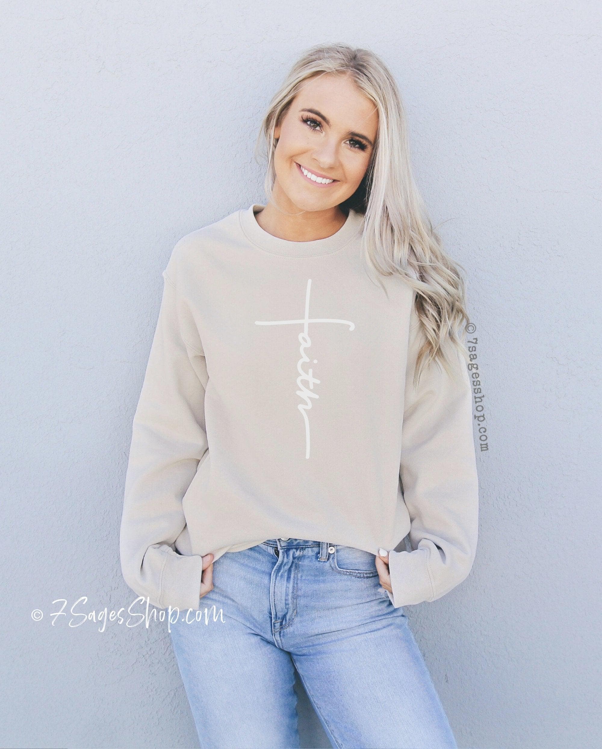 Faith Sweatshirt - Faith Cross - Easter Sweatshirt - Christian 