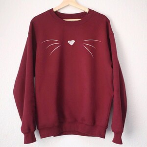 Cat Sweatshirt - Cat Whiskers Sweatshirt - Cute Cat Whiskers Sweatshirt - Cat Lovers Gift image 2