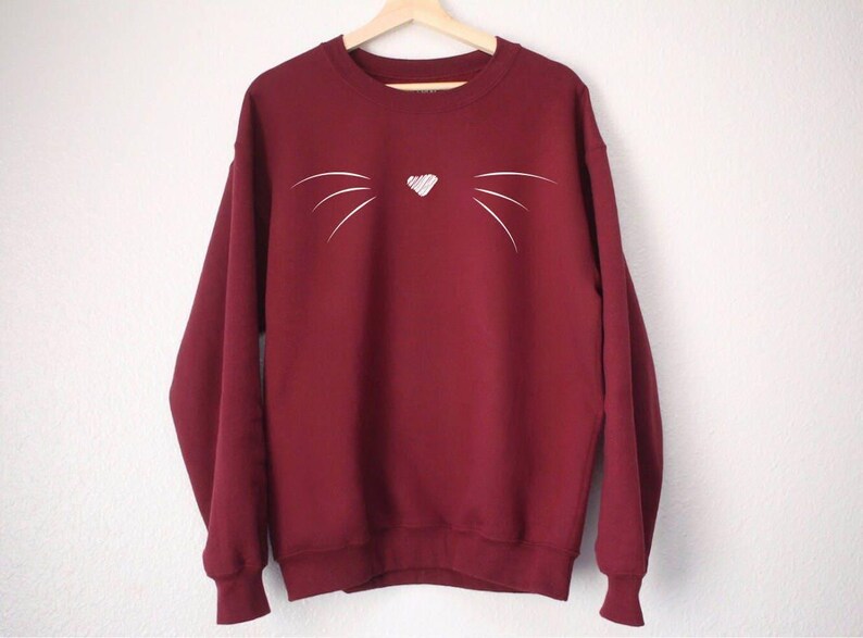 Cat Sweatshirt - Cat Whiskers Sweatshirt - Cute Cat Whiskers Sweatshirt - Cat Lovers Gift image 2