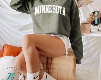 Minnesota Sweatshirt, weicher Pullover mit Rundhalsausschnitt, Minnesota Geschenk und Souvenir, Minnesota Pullover, Langarm-Sweatshirt