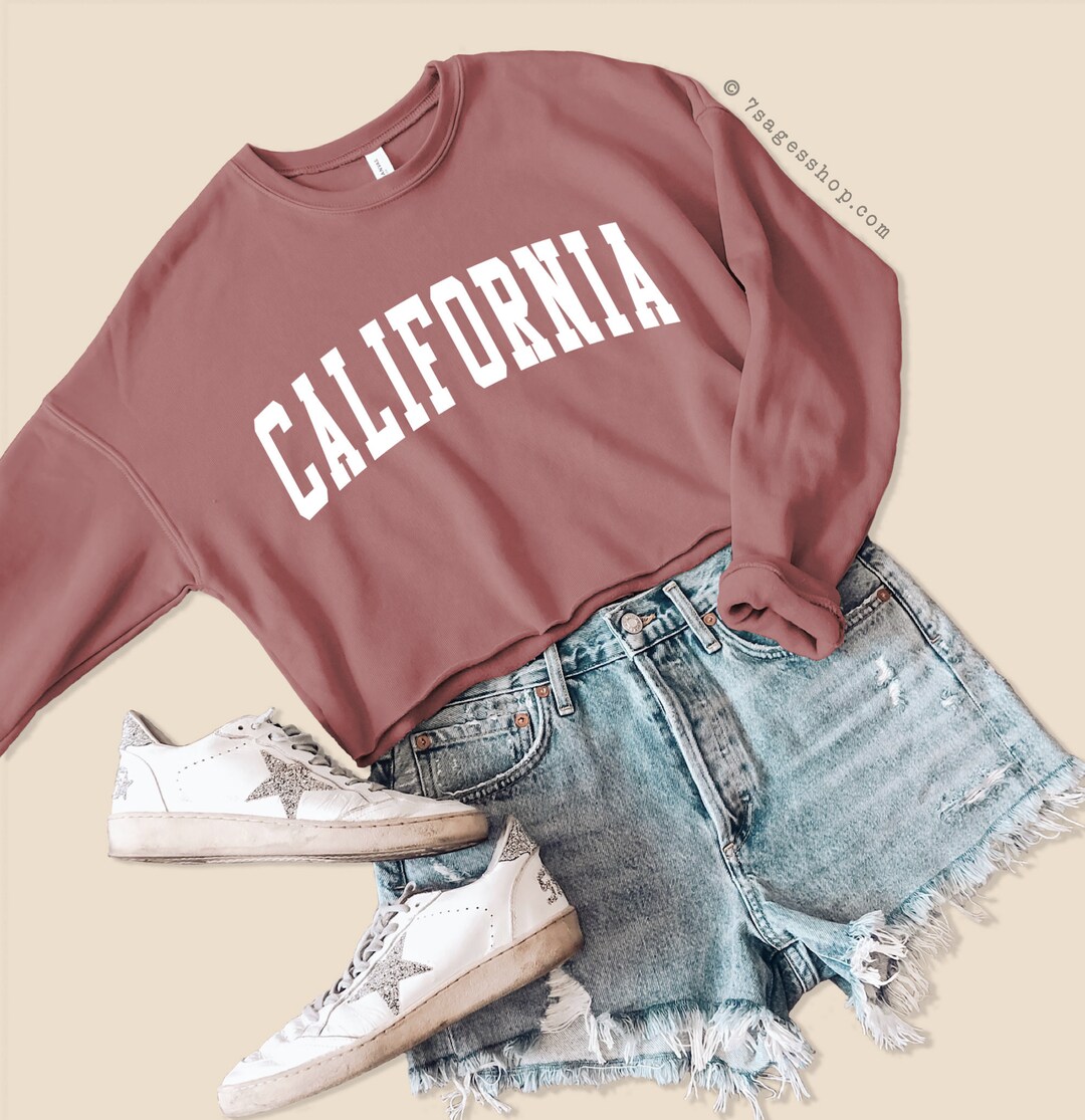 California Cropped Sweatshirt California Sweatshirt California Shirts  California Crop Top Fleece Sweatshirt West Coast Sweatshirt 