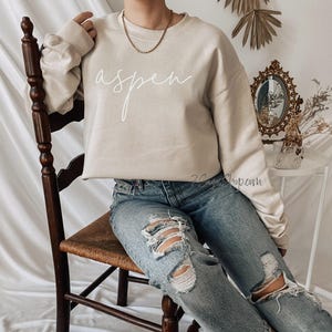 Aspen Sweatshirt, Aspen Cursive Font, Colorado Sweatshirt, Aspen Shirts, Colorado TShirts, Colorado Sweater, Aspen Sweater image 4
