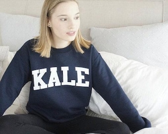 Kale Sweatshirt - Kale Sweater  - Kale University - Vegan Sweatshirt - Kale Shirt - Funny Sweatshirt - Pullover - Navy Blue Sweatshirt