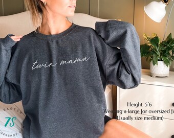 Sudadera para mamá gemela, suéter para mamá, anuncio de embarazo, regalo para el Día de la Madre, sudadera para mamá, nueva mamá, camiseta para mamá, regalo de cumpleaños para mamá