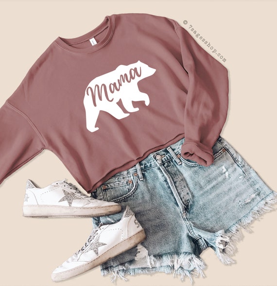 Mothers Day Gift Mama Bear Cropped Sweatshirt Mama Bear Sweatshirt Mama Bear Shirts Mothers Day Sweatshirt Fleece Sweatshirt Etsy
