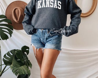 Kansas Sweatshirt, Kansas Shirts, Sweater, University of Kansas Sweatshirt, Crewneck Sweatshirt
