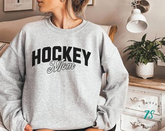 Felpa da mamma di giocatore di hockey, maglione per il giorno della partita, maglietta da hockey, maglietta da mamma di giocatore di hockey, girocollo per la stagione di hockey, girocollo super morbido