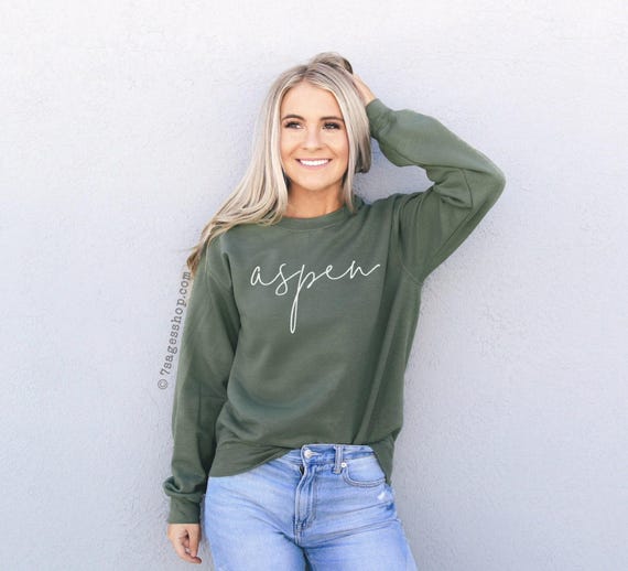 Aspen Sweatshirt, Aspen Cursive Font, Colorado Sweatshirt, Aspen Shirts, Colorado TShirts, Colorado Sweater, Aspen Sweater