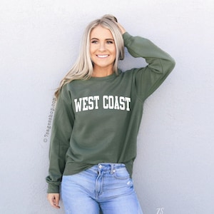Sudadera de la Costa Oeste, Suéter de California, Sudadera de la Costa Oeste, Recuerdo de California, Cuello Redondo de la Costa Oeste imagen 1