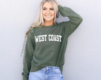 West Coast Sweatshirt, California Sweater, West Coast Sweat Shirt, California Souvenir, West Coast Crewneck