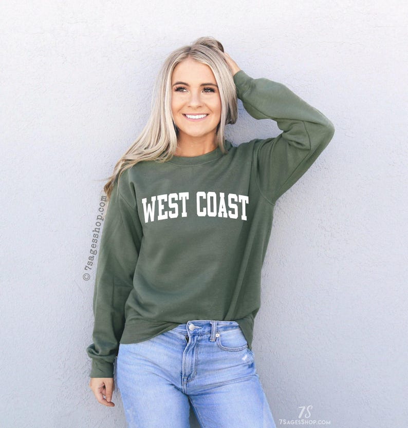 Sudadera de la Costa Oeste, Suéter de California, Sudadera de la Costa Oeste, Recuerdo de California, Cuello Redondo de la Costa Oeste imagen 1