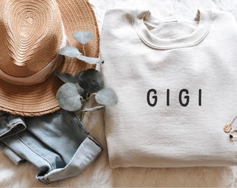 Gigi Sweatshirt, Oma Pullover, Schwangerschaftsankündigung, Geschenk für Gigi, Geschenk für Oma, Gigi Rundhalsausschnitt
