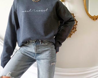 Sudadera de la Costa Oeste, Camisa de la Costa Oeste, Sudadera del Océano, Cuello Redondo Suave con Olas del Océano