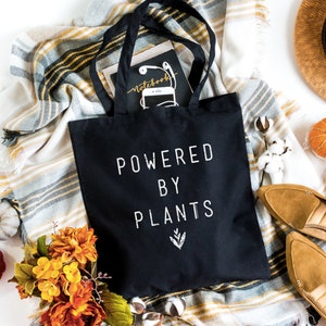 Powered by Plants Tote Bag Vegan Tote Bag Canvas Tote Bag Canvas Bag Ecobag Vegan Gift Vegan Bag Vegan Shopping Bag image 4