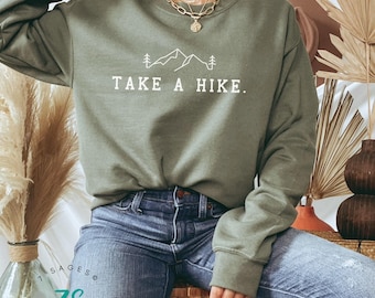 Moletom Take A Hike, Moletom Outdoorsy, Presente para Caminhada, Suéter de Aventura, Moletom para Camping, Tamanho Unissex com Gola Redonda