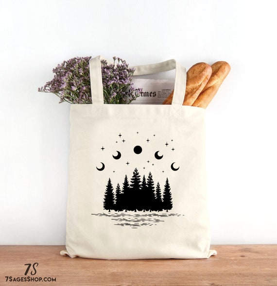 Wald Mond Sterne Tote Bag Canvas Tote Bag Camping Geschenk Outdoor Geschenk Canvas Tasche Okotasche Tote Bag Canvas Etsy