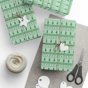 Christmas Gift Wrapping, Holiday Wrap, Christmas Tree Wrapping Paper, Green Wrapping Paper, Green Christmas Wrapping, Holiday Gift Wrap