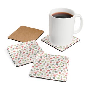 Winter Snowflake Cork Coaster Set, Snowflake Decorative Coasters, Snowflake Home Decor, Christmas Snowflake Decorations, Colorful Snowflakes