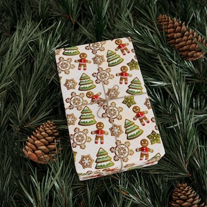 Gingerbread Holiday Wrapping Paper, Festive Gift Wrap, Christmas Present Wrap, Christmas Wrapping, Cute Gingerbread Gift
