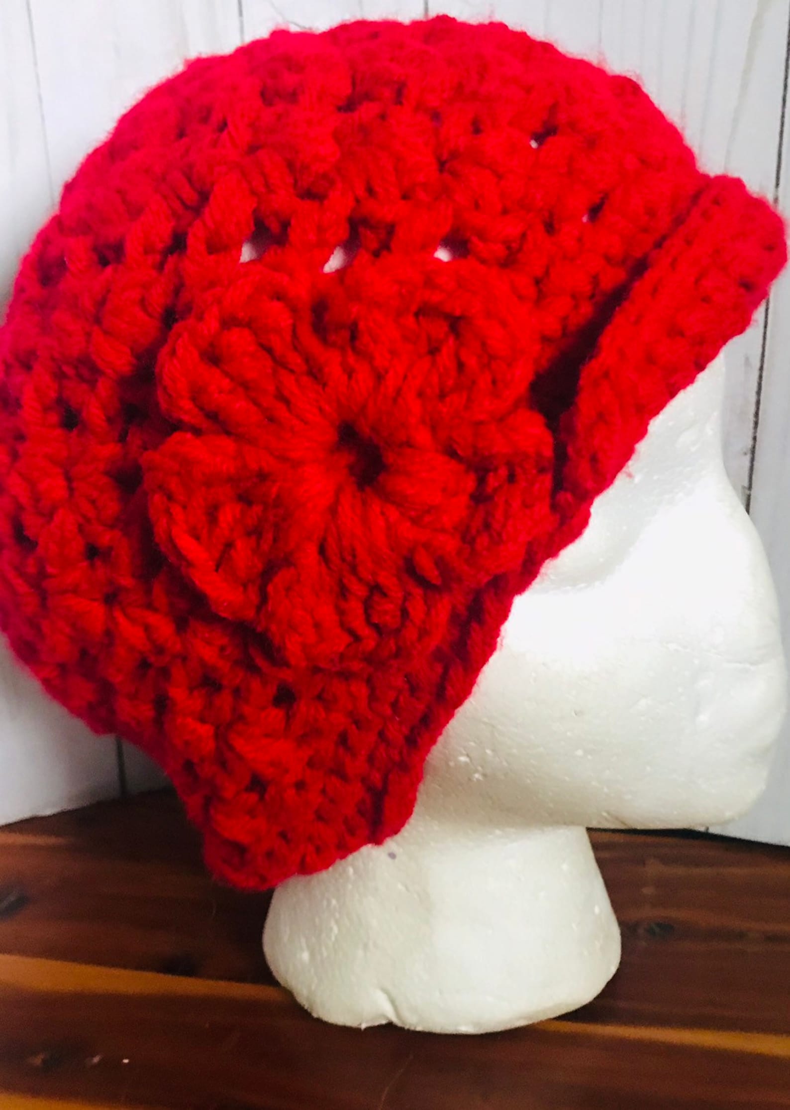 Lovely womens winter hat with brim and flower detail Etsy