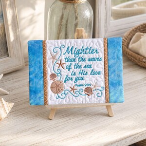 Mightier Than The Waves Mug Rug, Christian Gift