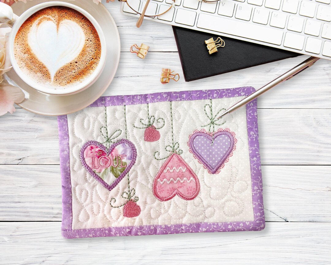 Valentine's Day Mug Rug, Gift Idea, Seasonal Decor, BFF Gift Under 25 ...