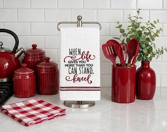 Embroidered Kitchen Towel Set – Faith Based Message, Religious Housewarming Gift