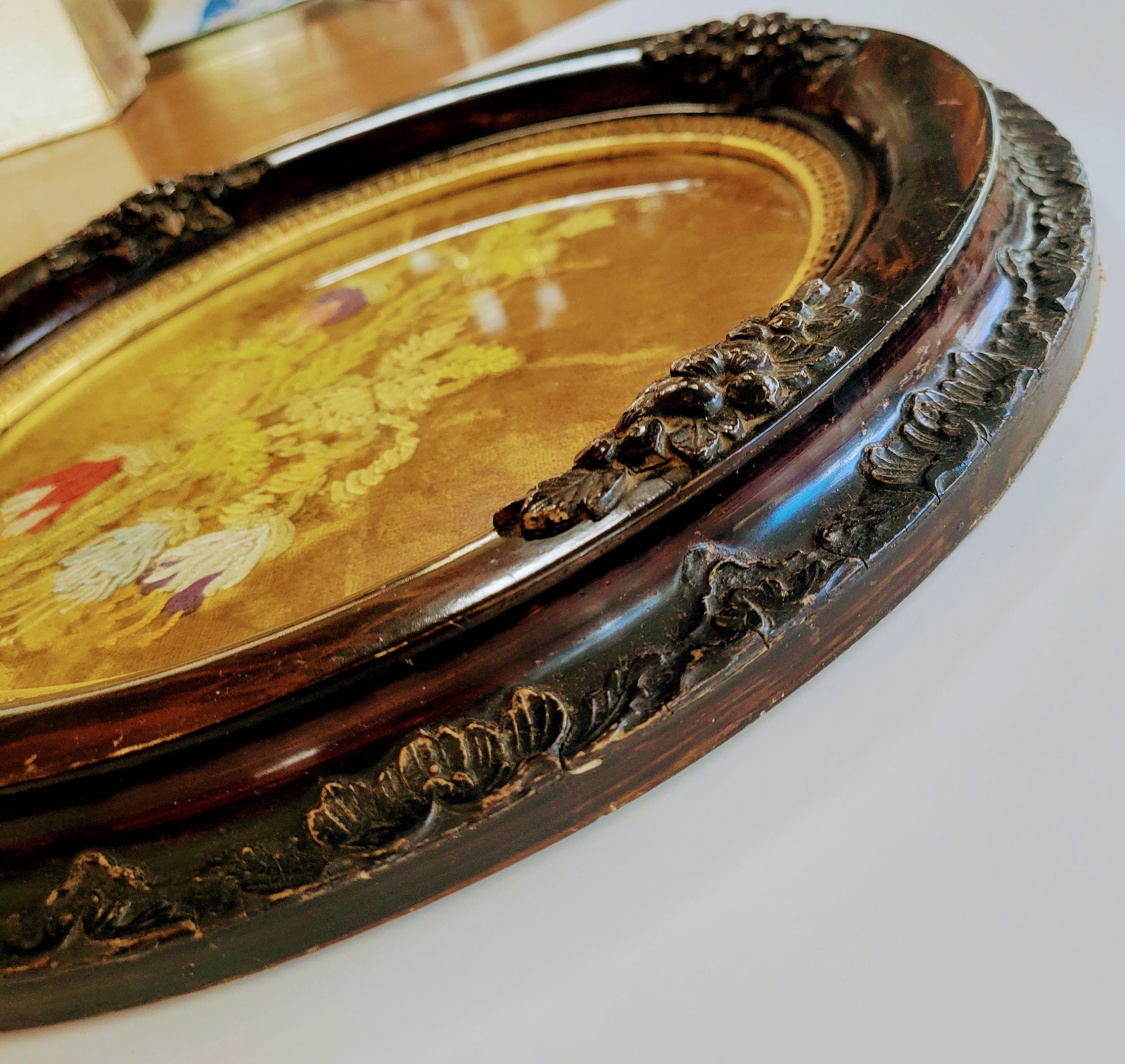 Antique Vintage Oval Victorian Wood Frame With Floral Gesso Decoration ...