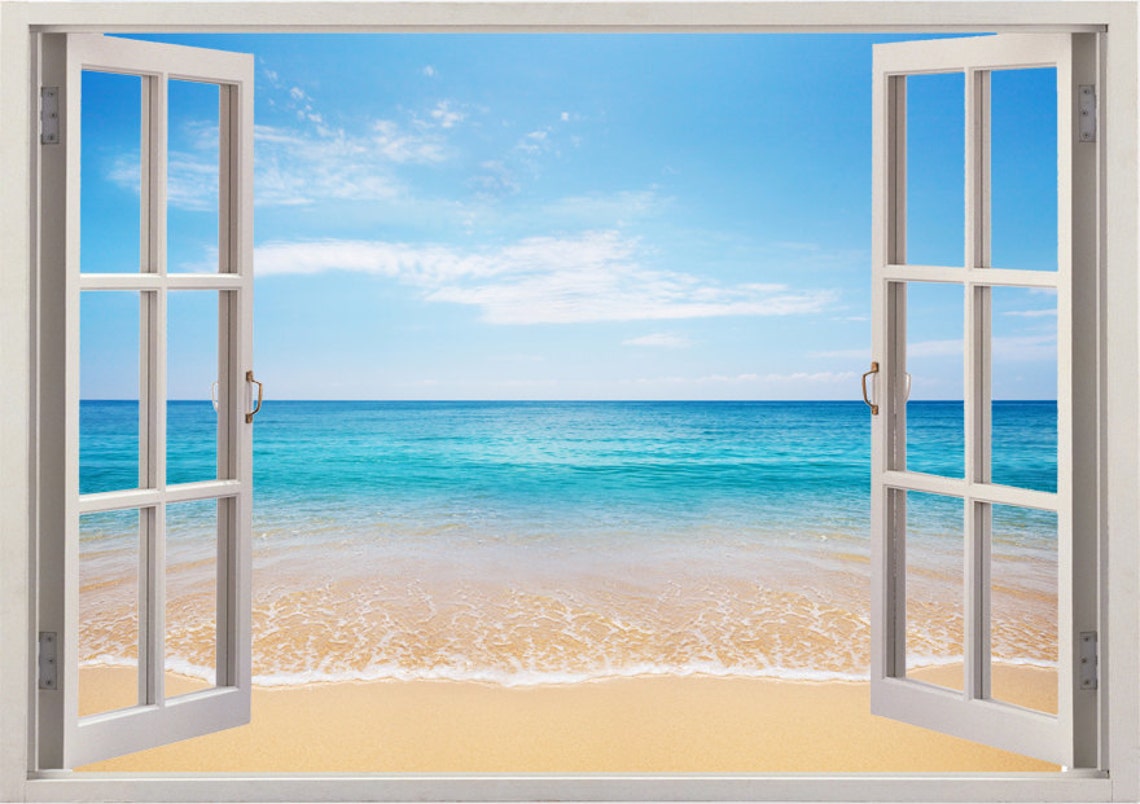 Beach Wall Sticker 3D Window Tropical Sea Wall Decal for Home Etsy