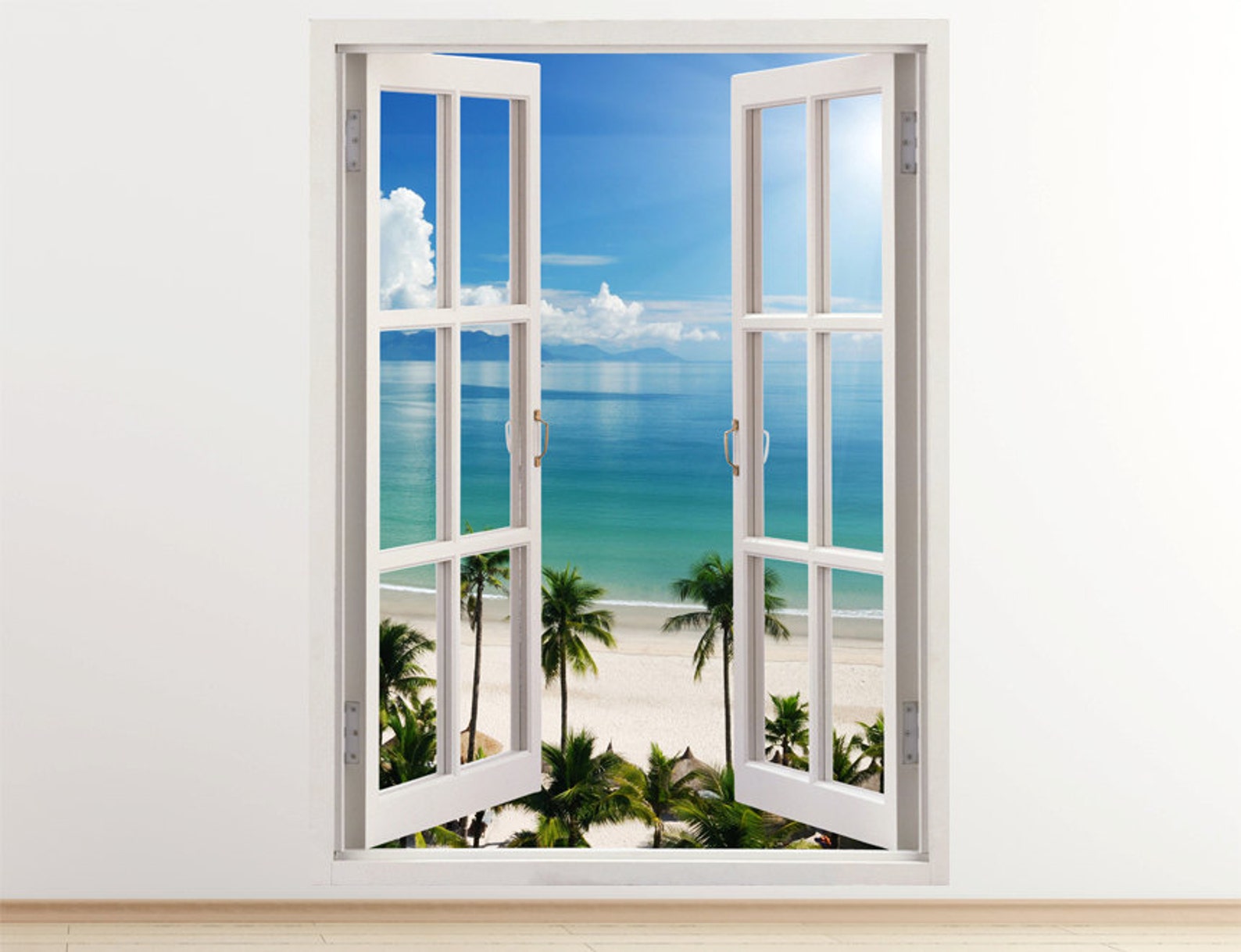 Beach Wall Decal Vertical 3D Window Coast Wall Sticker Decor Etsy