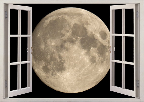 moon wall sticker 3d window moon wall decal for home decor | etsy