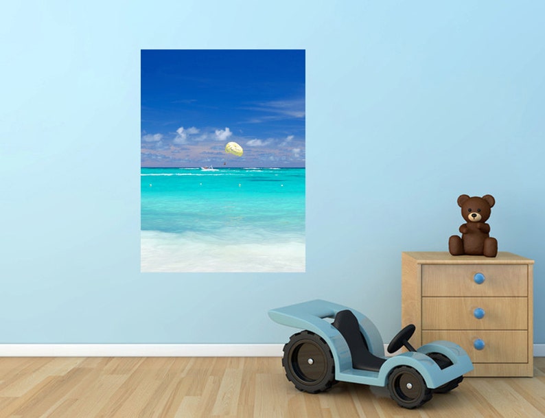 Blue Beach Wall Art Vertical 3D Window Beach Large Wall Etsy