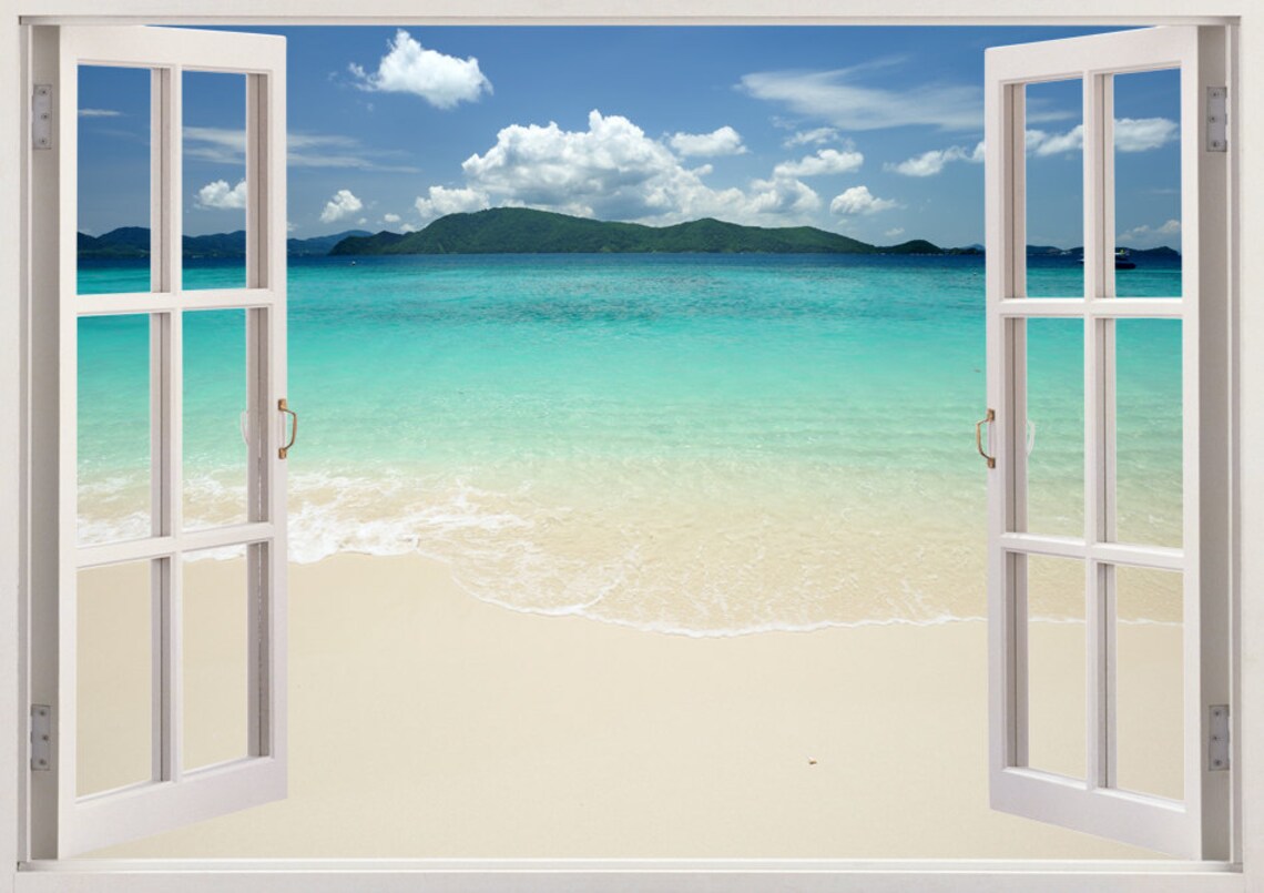 Beautiful Beach Wall Decal Mural 3D Window Beach Wall Sticker Etsy