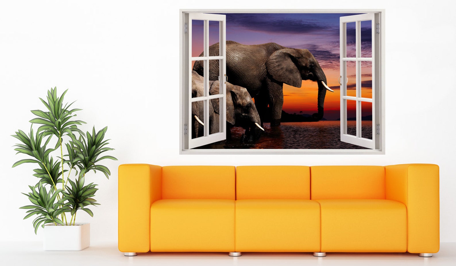 Elephant wall decal 3D window for kids children room design Etsy