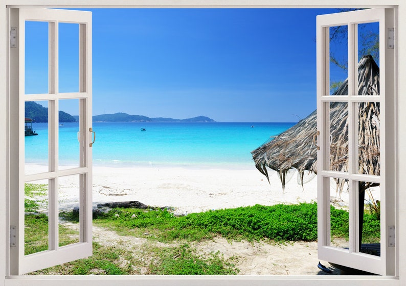 Beautiful Beach Removable Wall Decals 3D Window Beach Vinyl Etsy