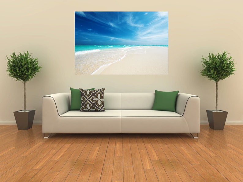 Amazing beach wall decal coast photo decal children room decor poster, colorful ocean wall art print for nursery room decoration send 253 image 2