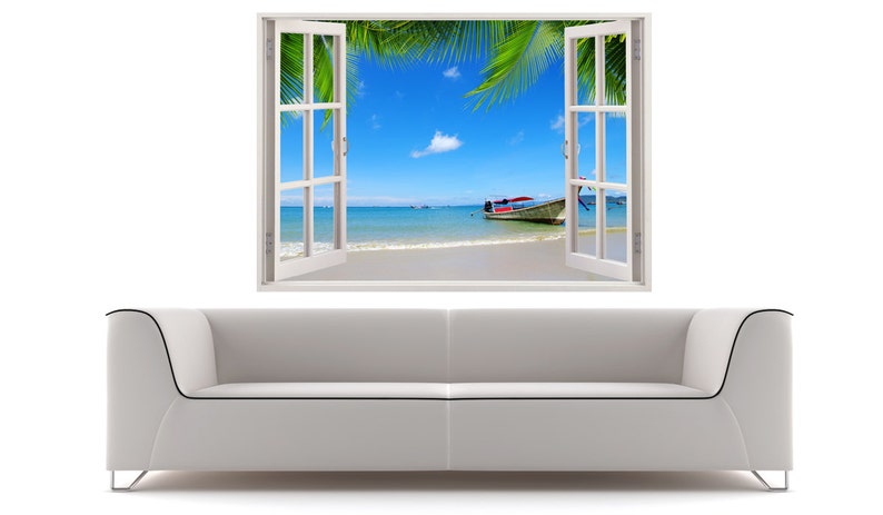 Strand Wand Aufkleber Kinderzimmer 3D-Fenster tropischen ...