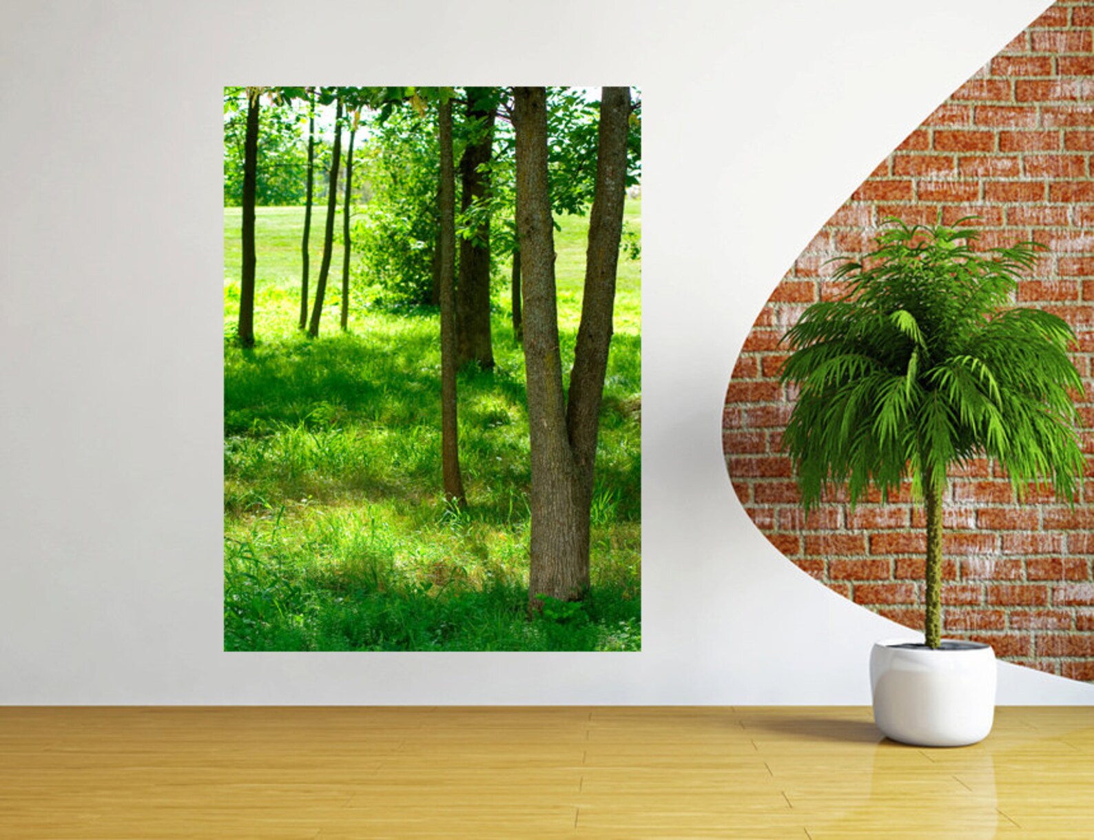 Forest Wall Decal Green Trees Decal Vertical 3D Window Wall Etsy