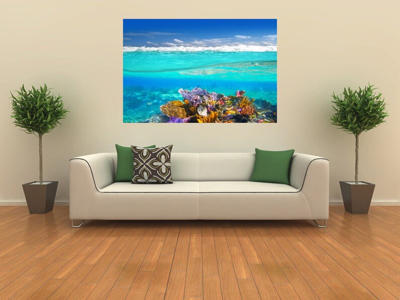 Underwater Wall Decal Vinyl Coral Reef Poster Ocean Wall Etsy