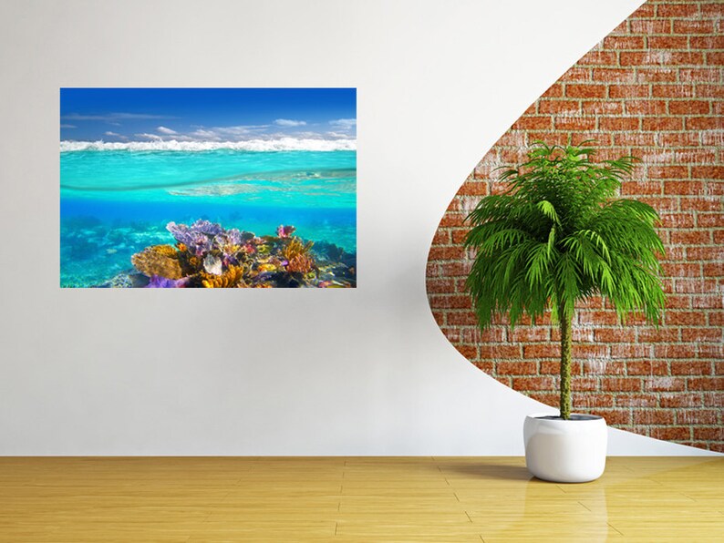 Underwater Wall Decal Vinyl Coral Reef Poster Ocean Wall Etsy