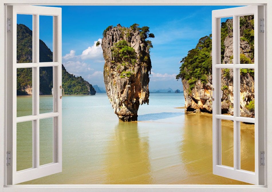 Island Beach Tropical Landscape Sea Holidays Smashed Wall Decal 3D Sticker OP12 Island Beach Tropical Landscape Sea Holidays Smashed Wall Decal 3D Sticker OP12