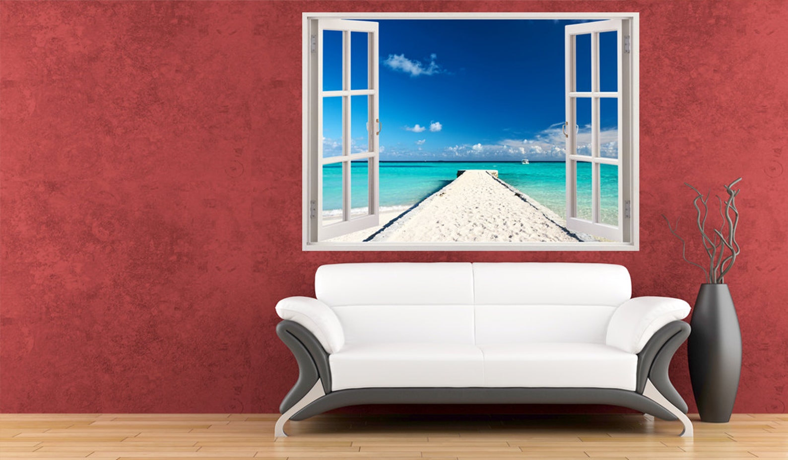 Colorful Beach Removable Wall Decals 3D Window Coast Wall Etsy