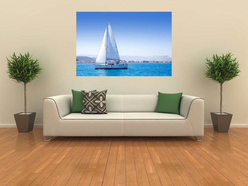 Sailboat Wall Decal Boat Decal Vinyl Colorful Sea Wall Art Etsy