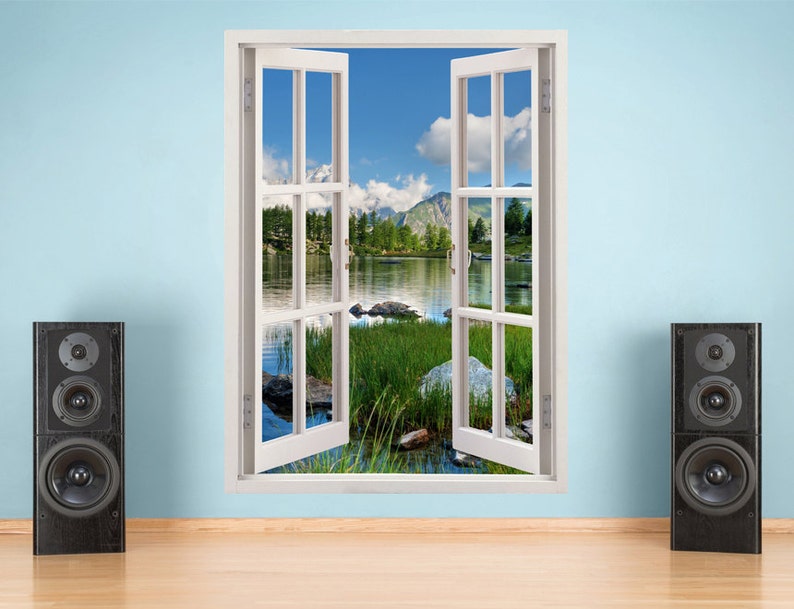 Lake wall decal vertical 3D window decor lake wall sticker Etsy