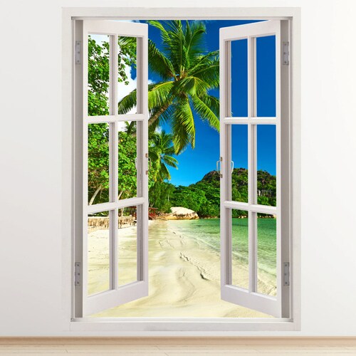 Tropical Beach Vacation Wall Decal 3D Ocean Window View Etsy