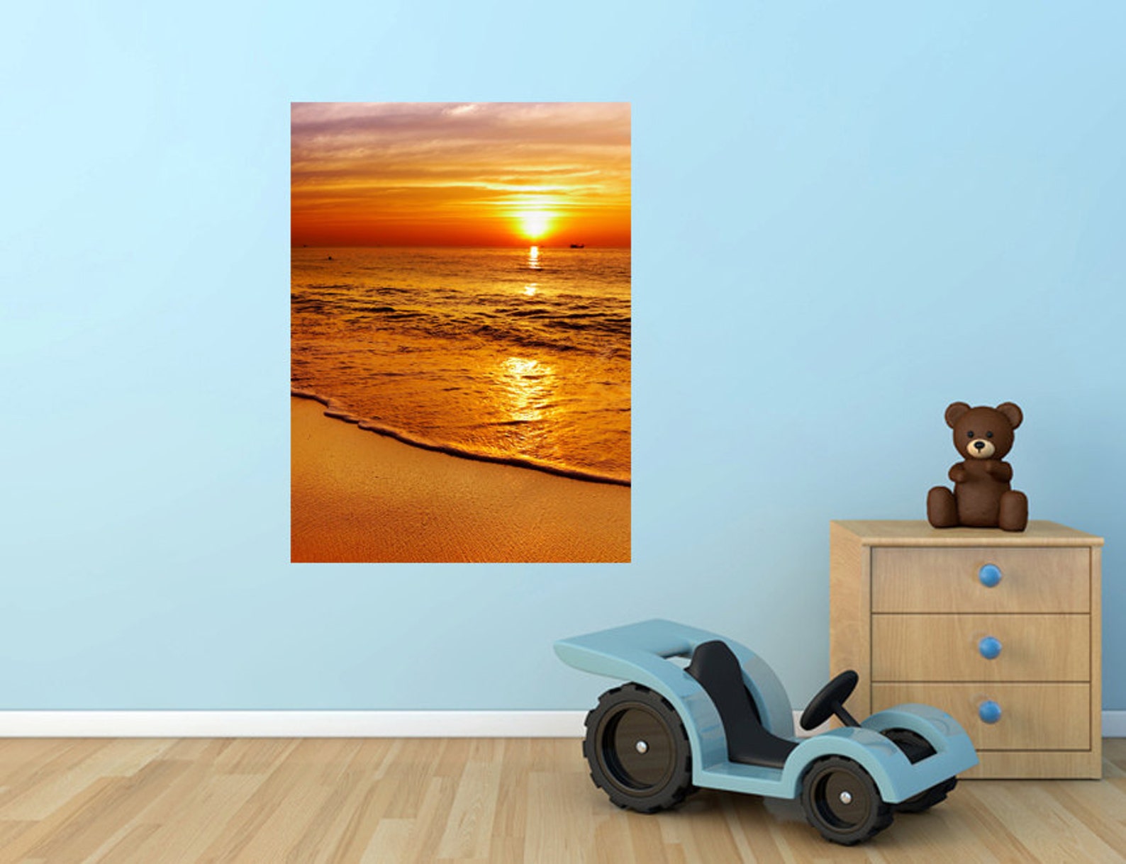 Sunset Beach Wall Decal Vertical 3d Window Tropical Beach Etsy